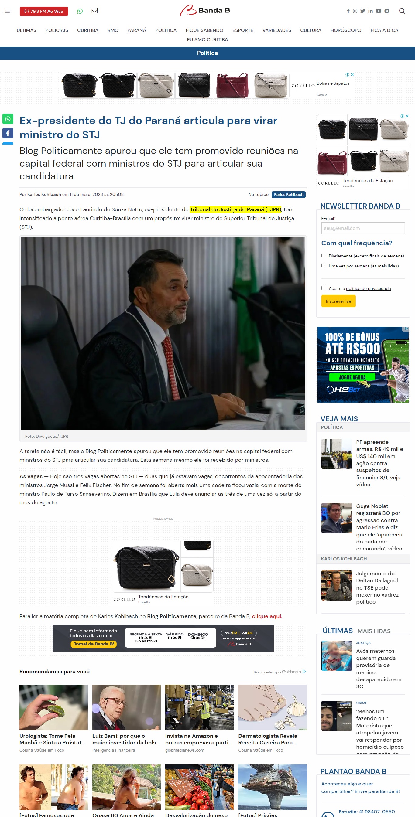Ex-presidente do TJ do Paraná articula para virar ministro do STJ