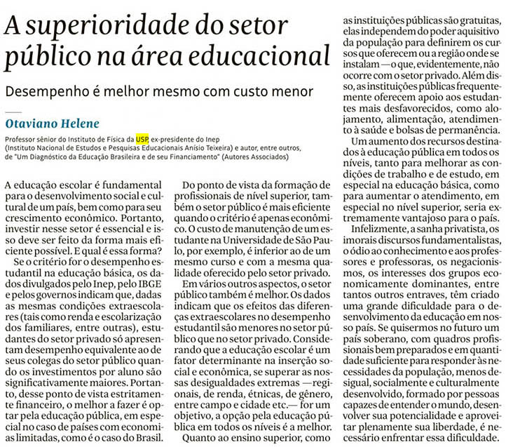 A superioridade do setor público na área educacional 