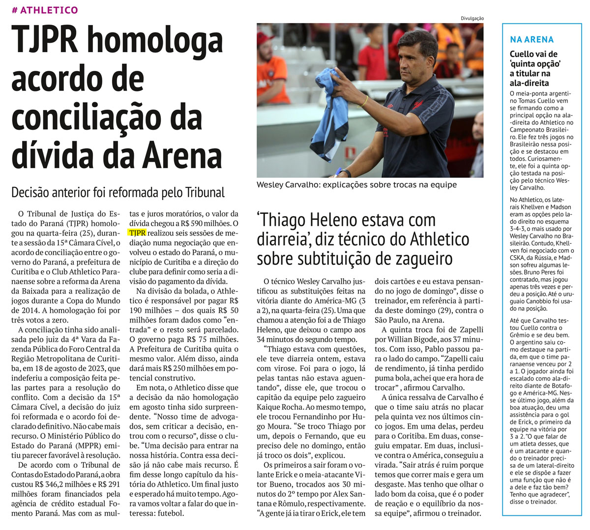 TJPR homologa acordo de conciliação da dívida da Arena - image 1
